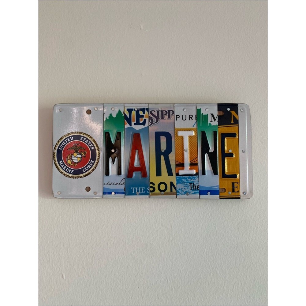 United States Marine Corps Recycled License Plate Wall Art Plaque Multi-Color